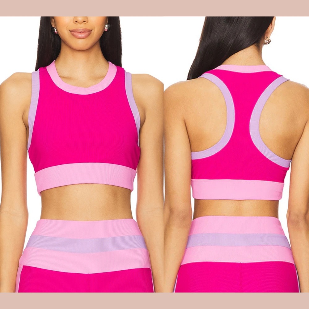 BEACH RIOT Spot [ Missing Size ] Raspberry‎ Colorblock Ribbed Gwen Top U1688